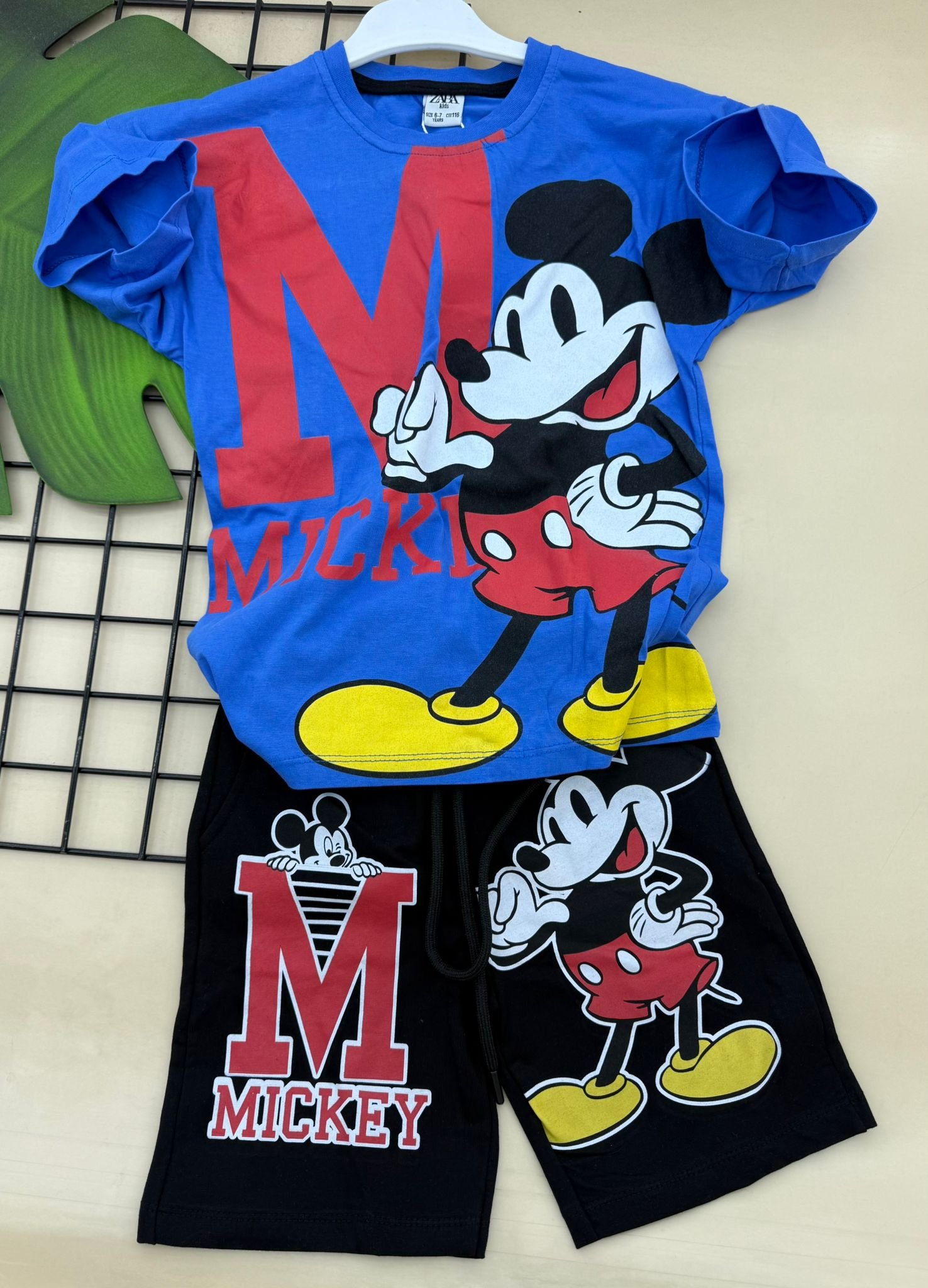 OUTF-27-01 ZARA Mickey Mouse Blue Kids Outfit Set - Image 1